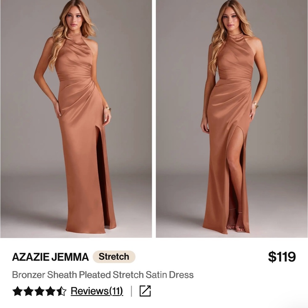 Azazie One Shoulder Satin Dress in Bronzer